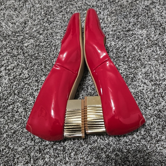 Girotti Classic Heeled Shoes 28637 Patent Cherry Red Gold Heel Pumps - Picture 7 of 10
